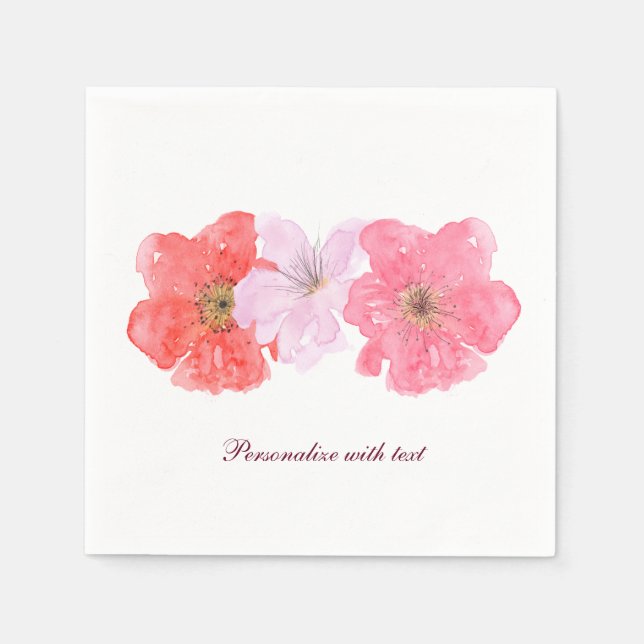 Serviette Jetable Aquarelle jolie rose Floral (Devant)