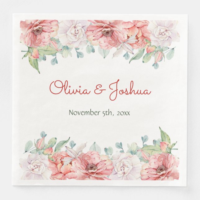 Serviette Jetable Aquarelle Mariage (Devant)