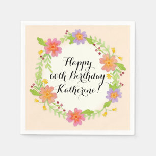 Serviette Jetable Aquarelle Moderne Floral Décor de fête d'anniversa