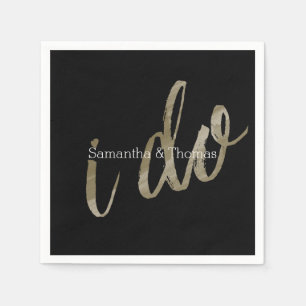 Serviette Jetable Aquarelle noire d'or je fais