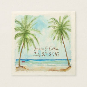 Serviette Jetable Aquarelle Palm Tree Papier de mariage personnalisé