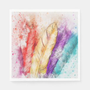 Serviette Jetable Aquarelle Plumes Papier serviettes