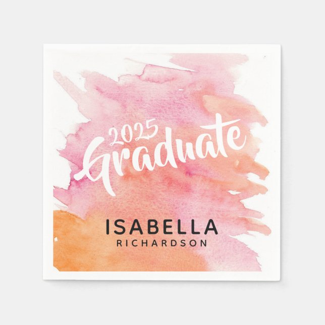 Serviette Jetable Aquarelle rose et orange 2025 (Devant)