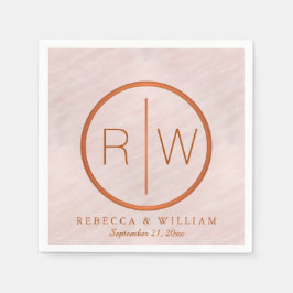 Serviette Jetable Aquarelle rose pâle Fournitures de Mariage Monogra