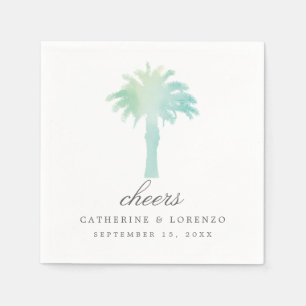 Serviette Jetable Aquarelle Serene Palm Tree   MARIAGE