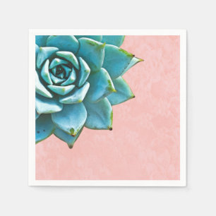 Serviette Jetable Aquarelle Succulente Dentelle rose