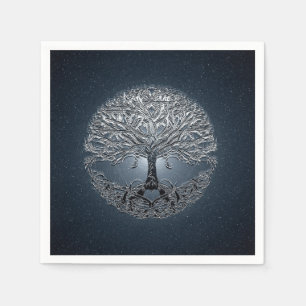 Serviette Jetable Arbre de vie Ciel bleu nuit paisible