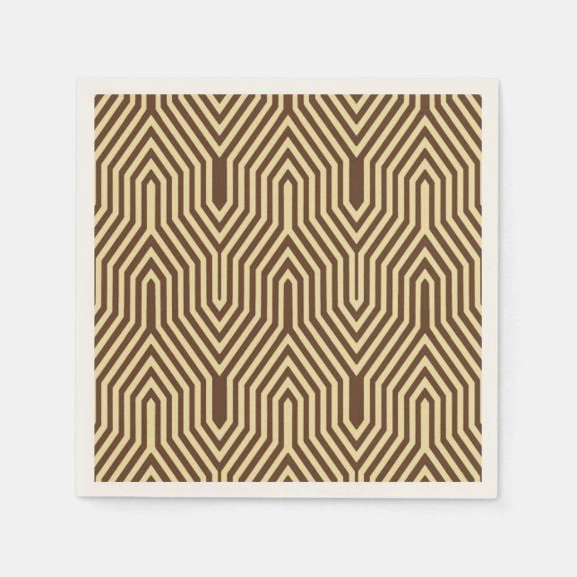Serviette Jetable Art déco géométrique - brun foncé et bronzé (Devant)
