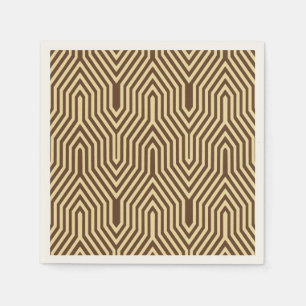 Serviette Jetable Art déco Géométrique - marron foncé et marron clai