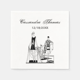 Serviette Jetable Art déco vintage Dames branchées à la plage