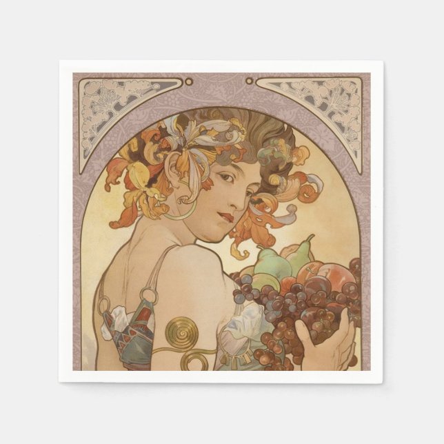 Serviette Jetable Art Nouveau Femme Mucha Belle (Devant)