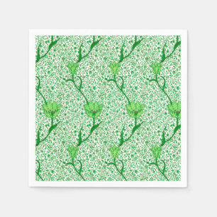 Serviette Jetable Art Nouveau Tulip Damask, Emerald Green