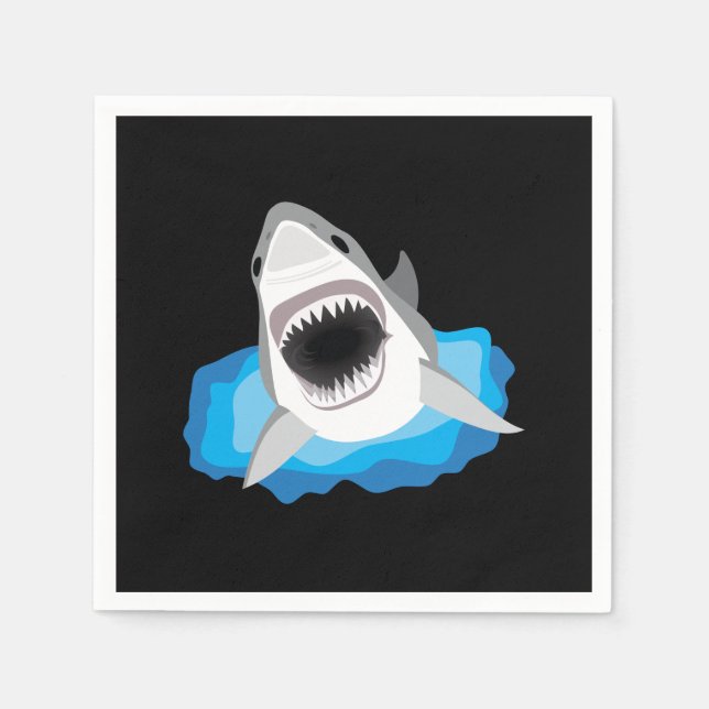 Serviette Jetable Attaque de requin - Grand requin blanc (Devant)