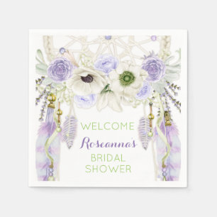 Serviette Jetable Attrape-rêve Bohème Plume Tribal Lavande