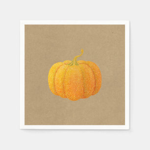 Serviette Jetable Automne Orange Pailleté Paillettes Citrouille Kraf