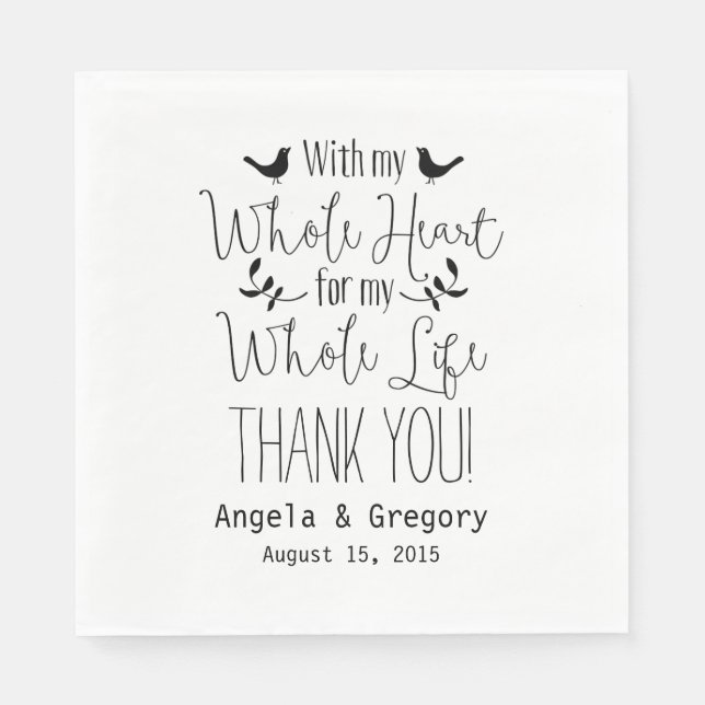 Serviette Jetable Avec tout mon coeur ma vie entière Mariage (Devant)