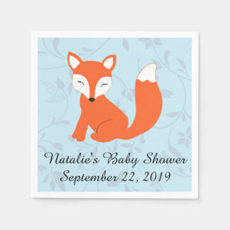 Serviette Jetable Baby shower Blue Woodland Fox