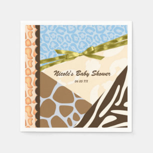 Serviette Jetable Baby shower Boys Blue Safari Fête à thème