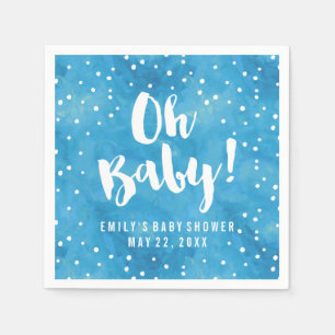Serviette Jetable Baby shower d'aquarelle bleu bébé