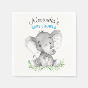 Serviette Jetable Baby shower de garçon Elephant aquarelle