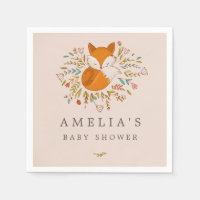 Baby shower de renard rose doux en bois Napkin