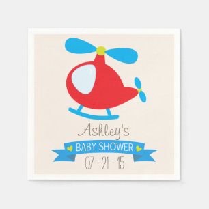 Serviette Jetable Baby shower d'hélicoptère Red & Blue Toy
