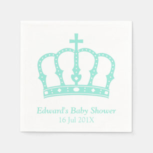 Serviette Jetable Baby Shower du Couronne Bleue Élégant Prince