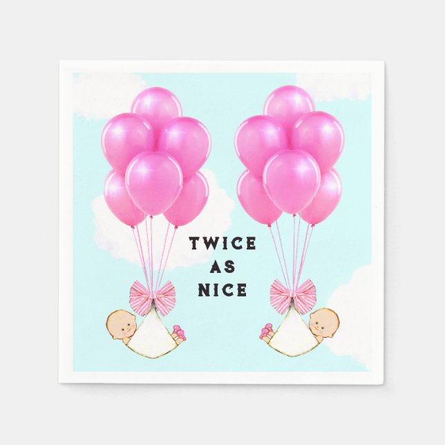 Serviette Jetable Baby shower fille jumeaux (Devant)
