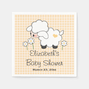 Serviette Jetable Baby shower jaune de neutre de genre d'agneau