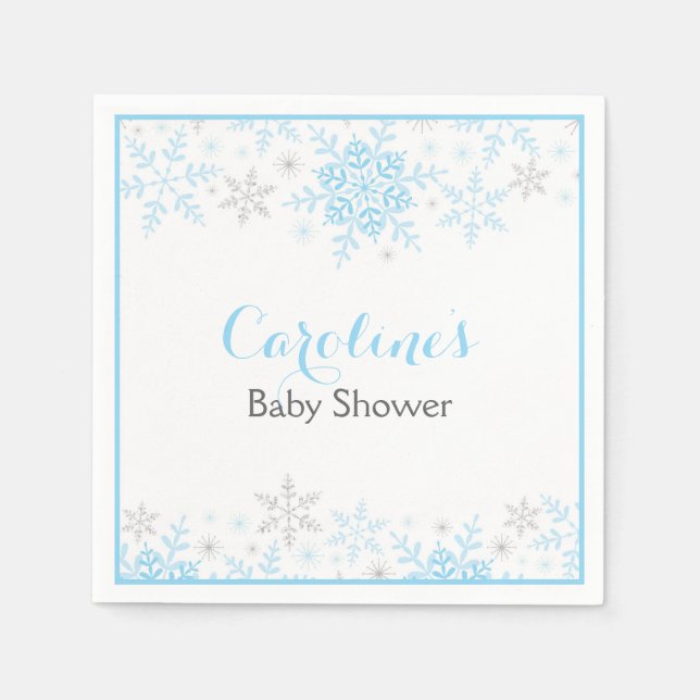 Serviette Jetable Baby shower Little Snowflake Napkin (Devant)