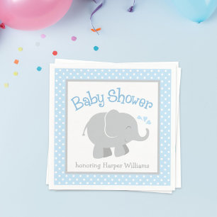 Serviette Jetable Baby shower moderne Blue and Grey Elephant Boy