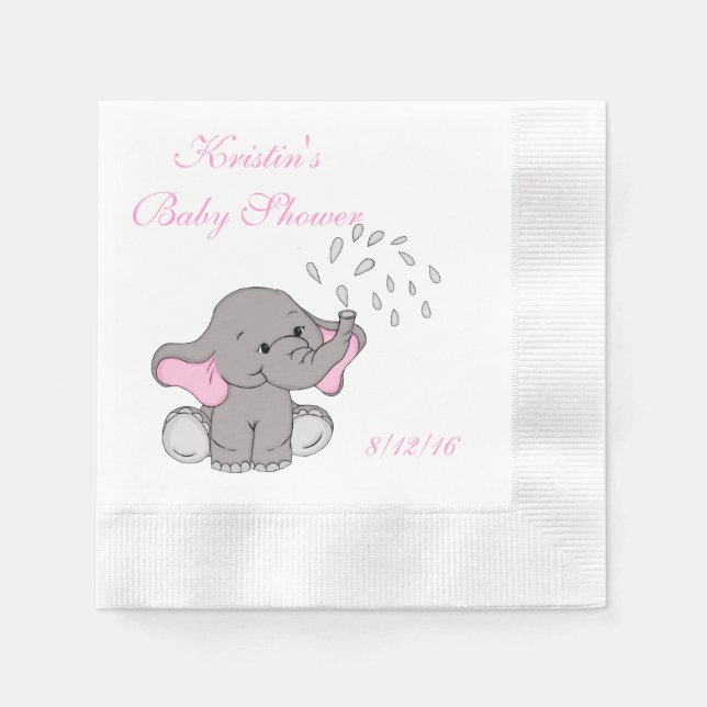 Serviette Jetable Baby Shower, Mouchoir en papier éléphant mignon (Devant)