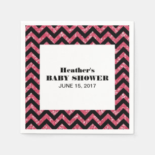 Serviette Jetable Baby shower Parties scintillant rose Chevron