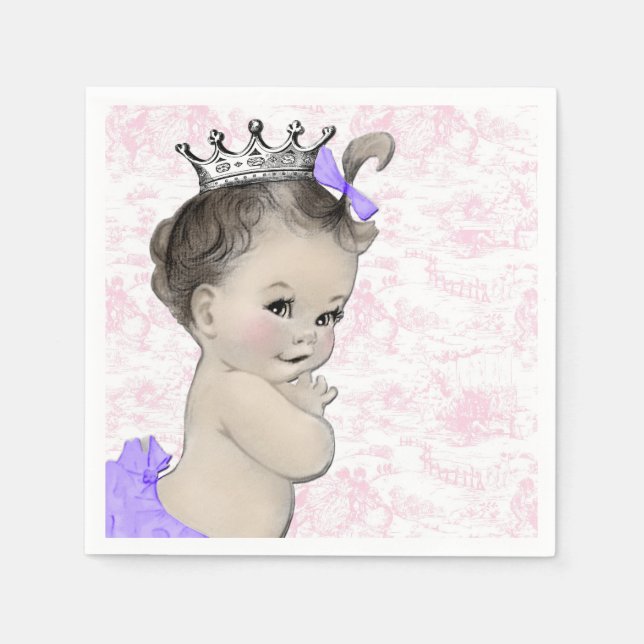 Serviette Jetable Baby shower rose et violet (Devant)
