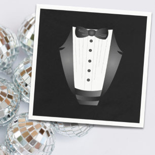 Serviette Jetable Bachelor Party Groomsman Team Groom black tuxedo