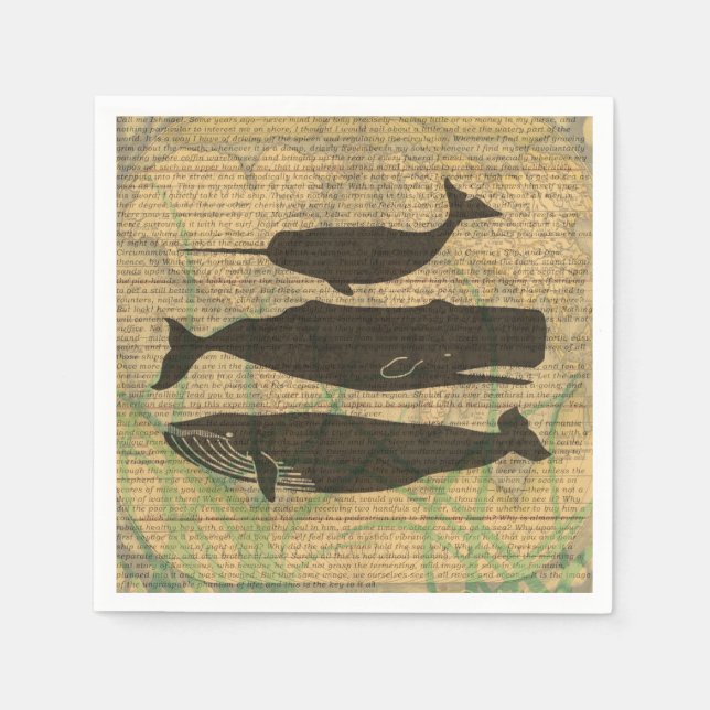 Serviette Jetable Baleine antique Vie marine (Devant)