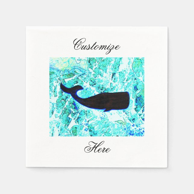 Serviette Jetable baleine noire sous-marine (Devant)