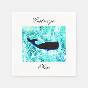 Serviette Jetable baleine sous-marine noire