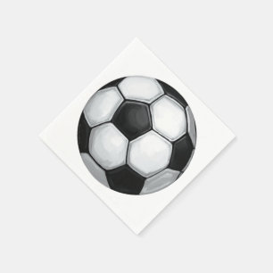 Serviette Jetable Balle de football noir et blanc