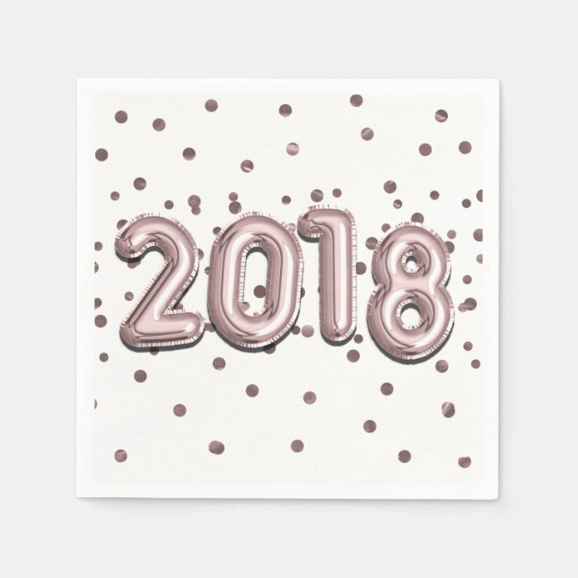 Serviette Jetable Ballons d'or Rose et fête des points Confetti 2018 (Devant)