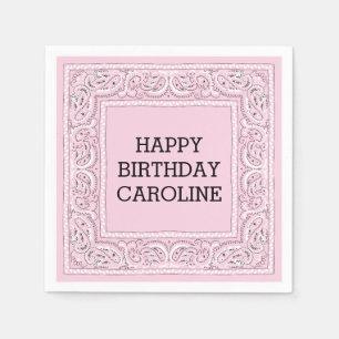 Serviette Jetable Bandana rose   Cocktail Napkin