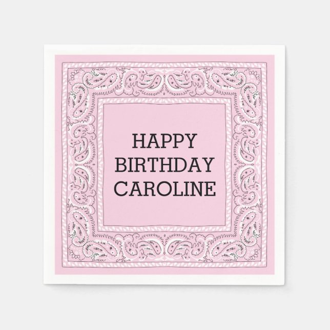 Serviette Jetable Bandana rose | Cocktail Napkin (Devant)
