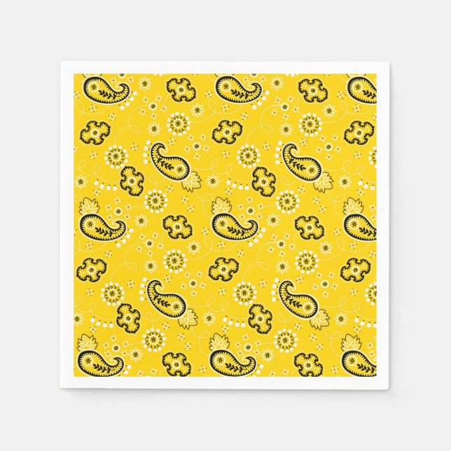 Serviette Jetable Bandanna jaune rétro/Bandana (Devant)