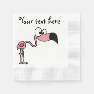 Serviette Jetable Bande dessinée rose drôle d'oiseau de Flamant ro