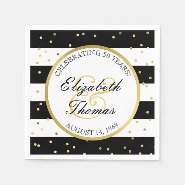 Serviette Jetable Bandes étincelantes | 50e anniversaire du Mariage (Devant)