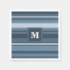 Serviette Jetable Bandes gris monogramme