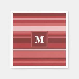 Serviette Jetable Bandes rouges monogrammes