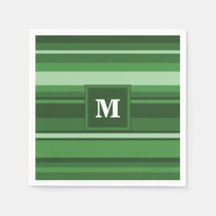 Serviette Jetable Bandes vertes monogrammes