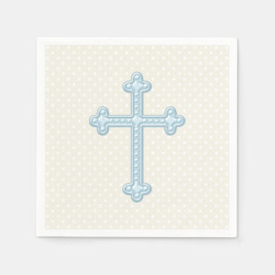 Serviette Jetable Baptême Baby Blue Cross
