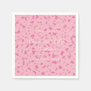 Serviette Jetable Baptême de baptême de confettis de roses pâles